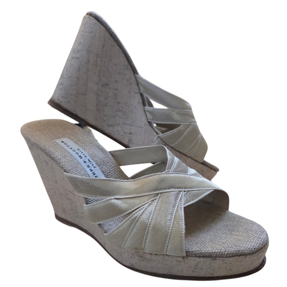 Stubbs & Wootton Cream Cork Wedge Sandals